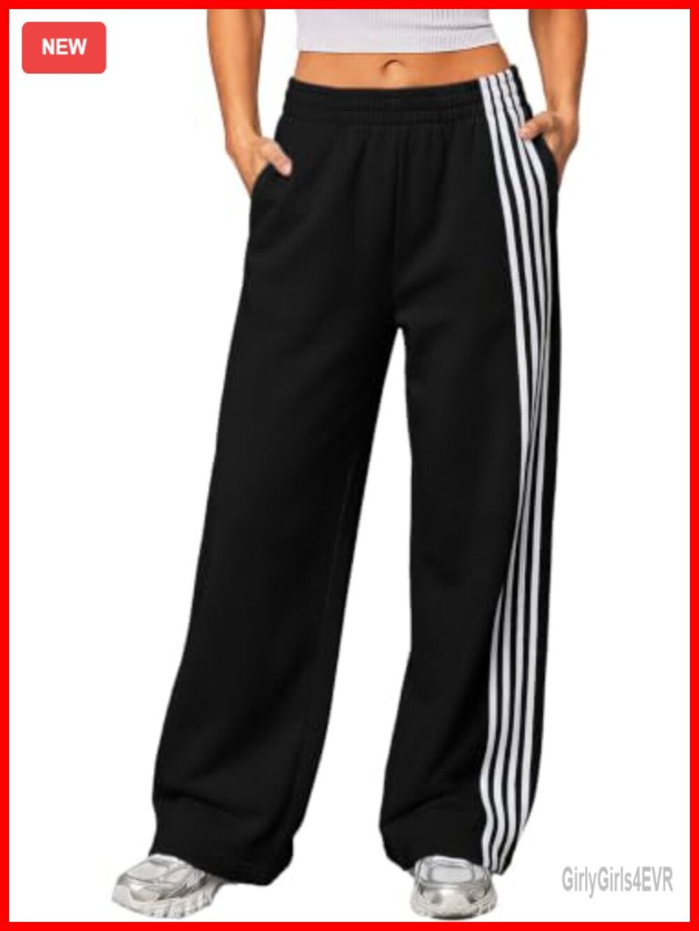Wide Leg Baggy Sweatpants Side Striped Track Pants